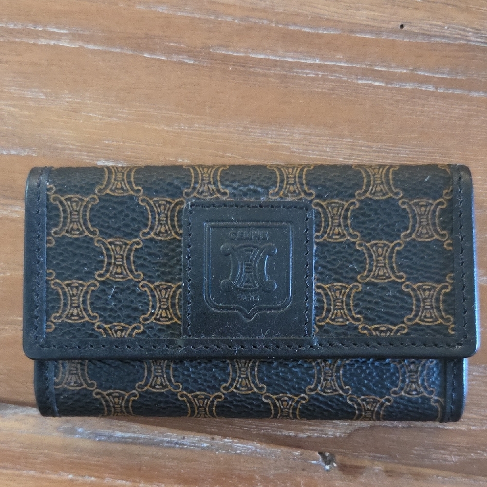 Celine Black and Brown Leather Key Holder